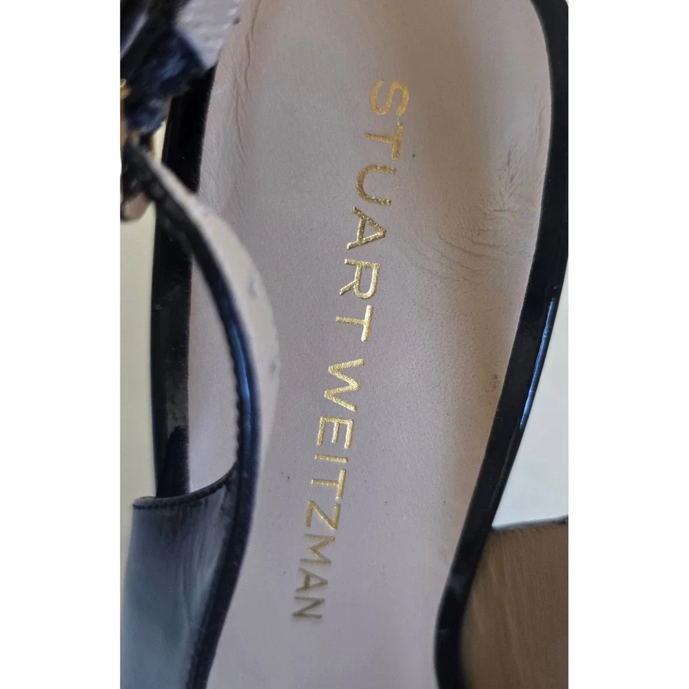 NWOB Stuart Weitzman Black Patent Leather Slingback Pumps  Made‎ in Spain 6.5B